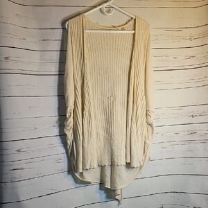 Kimono Cardigan Open Front Sleeves Tie Sheer Layering Knit Cream Bohemian,SM‎